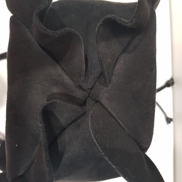 SEED Black Suede Like Ruffled Drawstring Bucket Bag - Picture 10 of 11